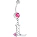 Passion Pink Jeweled Initial Dangle Belly Ring - Letter L