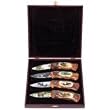 Maxam 4pc Wildlife Lockback Knife Set in Wood Presentation Box