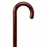 Wooden walking Cane - Walnut stain color. This traditional walking cane can be used in either right or left hand. This cane is also known as hospital cane. It is made in solid wood, weight capacity 250 pounds, height 36-37 inches.