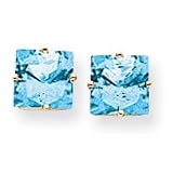 14k 8mm Princess Cut Blue Topaz earring XE64BT