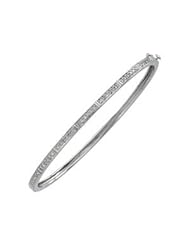 Jewelplus 1/3 ct tw Diamond Bangle Bracelet 14K White 1/3 Ctw