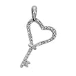 14k White Gold & Diamond Heart Key Pendant (0.12ctw)