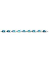 Genuine .925 Sterling Silver Rectangular Blue Topaz Bracelet 10 Grams . 100% Satisfaction Guaranteed.