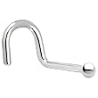 Solid 14KT White Gold 1.5mm Ball Right Nostril Screw Ring - 18 Gauge