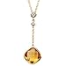 Genuine Checkerboard Citrine or Cinnamon Quartz and Diamond Necklace in 14K Gold