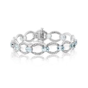 1.53 Diamond and 8.45 Aquamarine Bracelet in 14K White Gold by