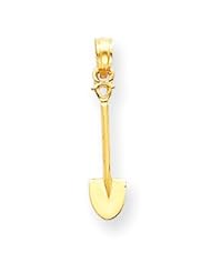 14k Gold 3-D Shovel Garden Tool Pendant
