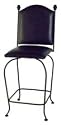 Grace Wrought Iron Upholstered Back Bar Stool with Swivel Fabric Seat 24"