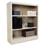 Steel Bookcase, 3 Shelves, 34-1/2w x 13d x 42h, Putty