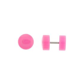 Neon Pink Acrylic Fake Plugs - 16g Wire - 9mm Diameter - Sold as a Pair