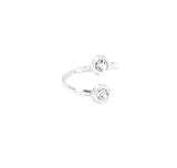 Toe Ring - Sterling Silver Diamond-like Double Stones Adjustable Toe Ring