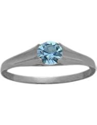 14 Karat White Gold Genuine 0.26tcw. Blue Topaz December Baby Gemstone Ring