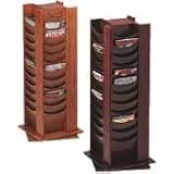 Buddy Products 615-16 48-Pocket literature display floor stand, rotary, mahogany