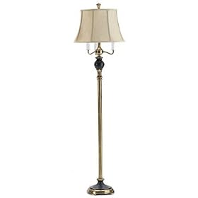 6-Way Gold/Black Finish Silk Shade Floor Lamp