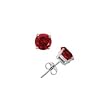 Silver Ruby Gemstone Round Stud Earrings - 3 mm