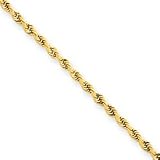 14k 1.75mm Diamond-Cut Rope Anklet - 10 Inch