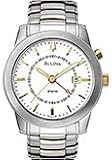 Bulova 98B011 Bracelet White Dial Stainless Steel and Gold Plated Men's Alarm Watch