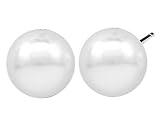 Joia de Majorca Round White Pearl Earrings 12mm with Sterling Silver (.925) Posts