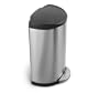 simplehuman 10.5-gal. Semi-Round Color Top Step Can, Stainless/Black.
