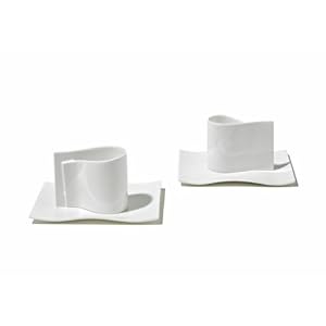 Alessi FM01 E-LI-LI Set of Two Mocha Cups with Saucers by 