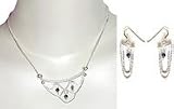 Sterling Silver Earring & Necklace Set with Sodalite Gemstone Beads (nklc057)