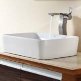 IMAGE OF KRAUS C-KCV-121-14600CH Rectangular Ceramic Sink and Sonus Faucet Chrome, White