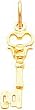 10K Yellow Gold Skelton Key Charm Diamond Cut