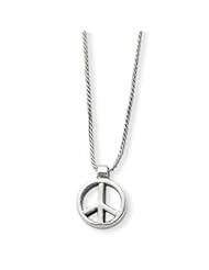 Sterling Silver Peace Sign Charm on 16" Chain Necklace QG320-16"