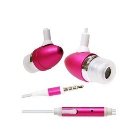 Premium Pink 3.5mm Aluminum Handsfree Stereo Headset Headphone Earphone with Built-in Microphone Remote for Apple Ipod Itouch Iphone 2g 3g 3gs Zune Mp3 Player PDA