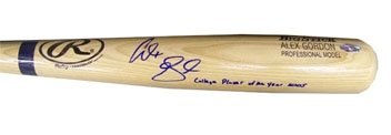Alex Gordon College Player of the Year Autographed/Hand Signed Bat