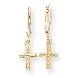 14k Gold Cross Dangle Earrings