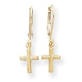 14k Gold Cross Dangle Earrings