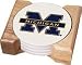 University of Michigan M Four 4 Absorbent Coaster Gift Set With Wooden Holder