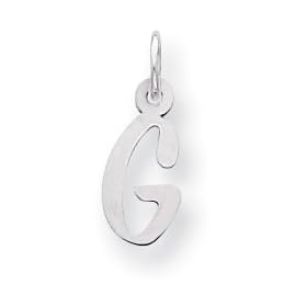 Sterling Silver Small Slanted Block Initial G Charm - JewelryWeb