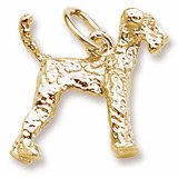 Airedale Dog Charm in Yellow Gold