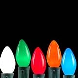 Novelty Lights, Inc. C9 Ceramic (Opaque) Christmas Replacement Bulbs, Assorted Color, 25 Pack