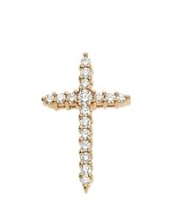 Clevereves 14K Yellow Gold 21.00X13.00 mm Cross Pendant W Diamond