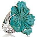 Sally C Carved Turquoise Sterling Silver "Hibiscus" Ring