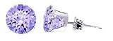 Sterling Silver 5 MM Round Lavender Cubic Zirconia Stud Post Friction Back Earrings