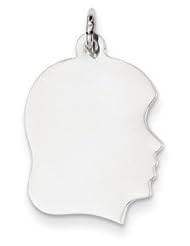 Genuine IceCarats Designer Jewelry Gift 14K White Gold Plain Medium Facing Right Engravable Girl Charm