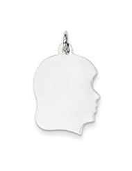 Genuine IceCarats Designer Jewelry Gift 14K White Gold Plain Medium Facing Right Engravable Girl Charm