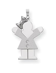 Genuine IceCarats Designer Jewelry Gift 14K White Gold Aa Diamond Kid Pendant