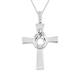 Mother and Child Diamond Cross Pendant .01ct