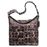 Coach Signature Chelsea Optic Hobo Shoulder Bag Tote 10990 Chocolate Brown