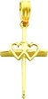 14K Gold Double Heart Cross Pendant