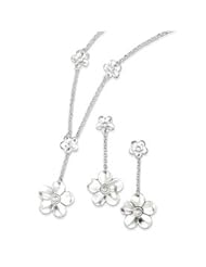 Genuine IceCarats Designer Jewelry Gift Sterling Silver Necklace And Earring Set