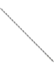 14k Gold White Gold 1.5mm D/C Rope Chain 9 Inches