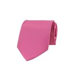 Mens Solid Hot Pink Satin Necktie Neck Tie