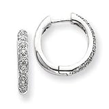 14k White Gold Diamond Hoop Earrings