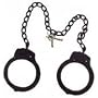 Steel Double Locking Leg Cuffs w/ 18" Chain - Black